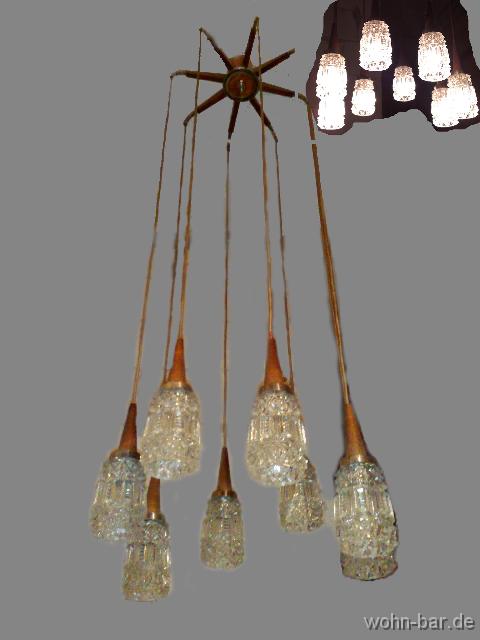 8kaskaden 60er jahre kaskadenlampe,<br>
durchmesser 55cm, hhe bis zu 160cm,<br>
110,- euro